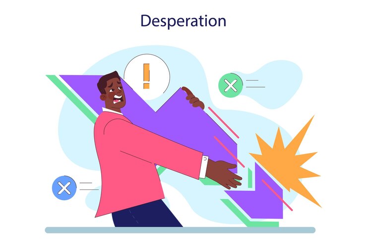 Vector cycle of investor emotions black male character feeling despair throughout