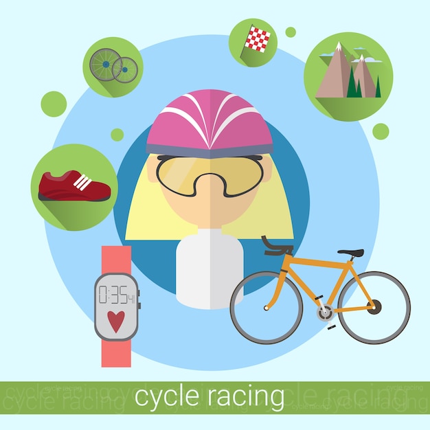 Cycle racing woman sportsman icon