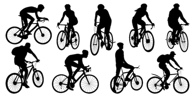 Vector cycle riding silhouettes vector illustration