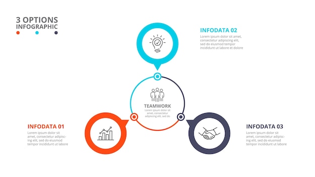 cyclic diagram infographic with circles modern infographic design template with 3 options