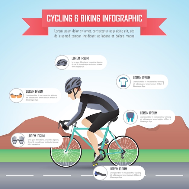 Modello di progettazione infografica in bicicletta o in bicicletta