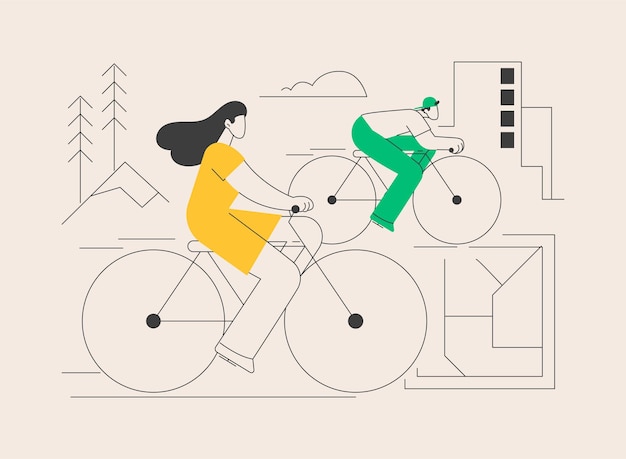 Esperienze in bicicletta concetto astratto illustrazione vettoriale bicicletta in natura esperienze bicicletta di famiglia