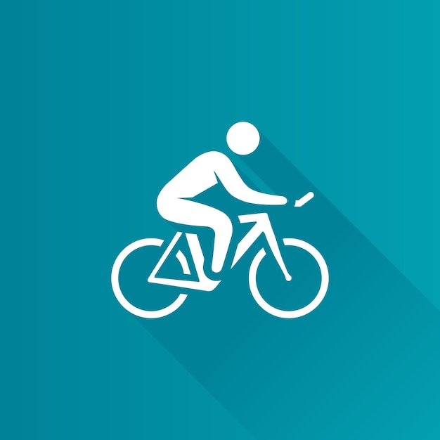 Cycling flat color icon long shadow vector illustration