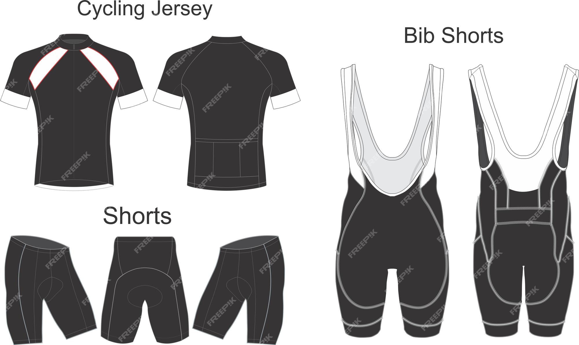 Premium Vector | Cycling jersey bib shorts uniforms mock ups