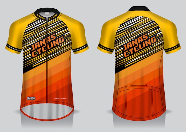 サイクリングジャージーテンプレート、ユニフォーム、正面と背面のtシャツ
