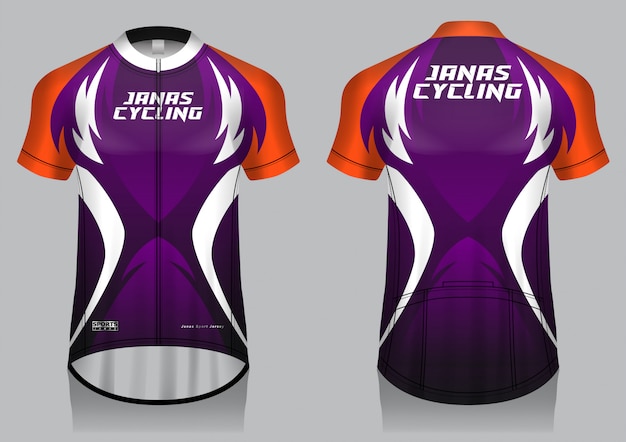 cycling jersey template, uniform, front and back view t shirt