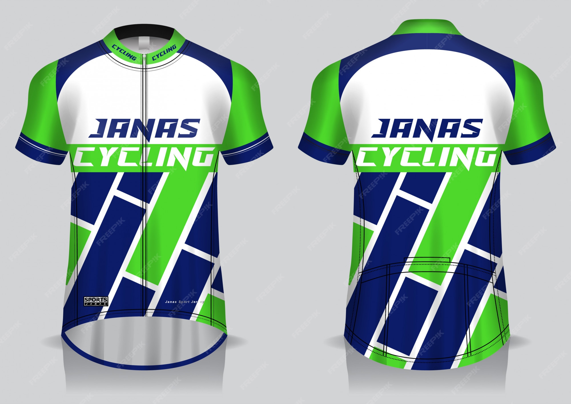 Premium Vector Cycling jersey template, uniform, front and back view