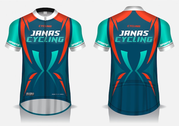 Cycling jersey template, uniform, front and back view t shirt