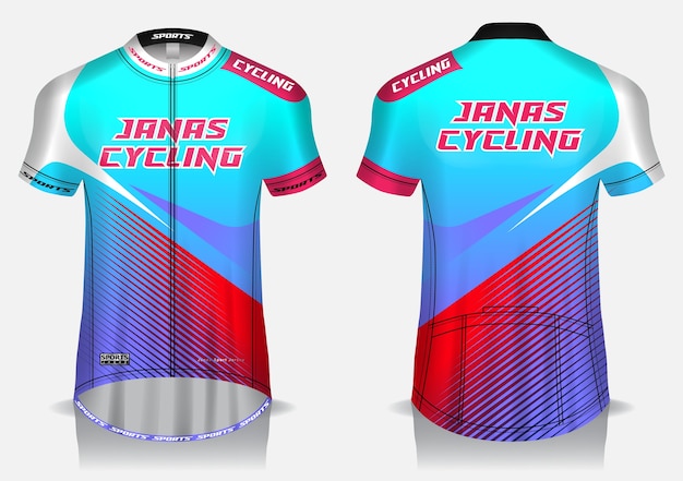 Cycling jersey template, uniform, front and back view