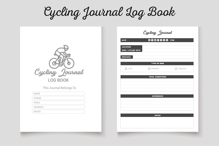 Vector cycling journal log book kdp interior template