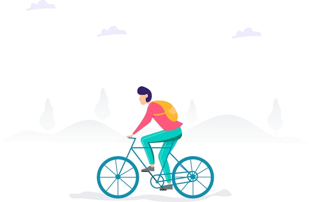 Cycling journey flat illustration