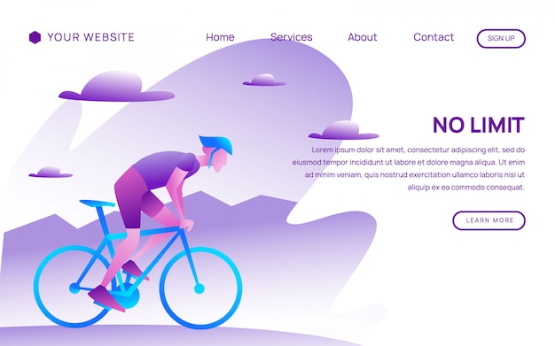 Vector cycling landing page website template