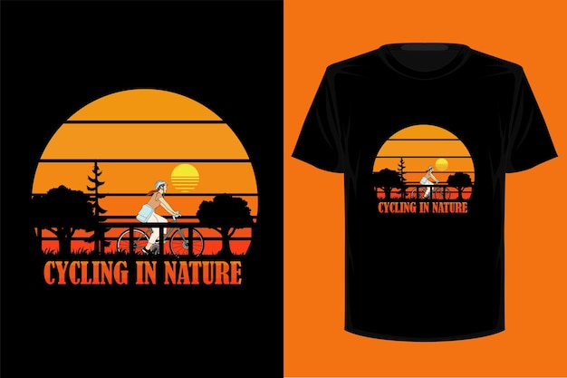 Cycling in nature retro vintage t shirt design
