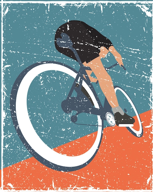 Vector cycling poster people antique style