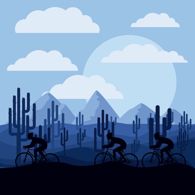 Corsa ciclistica con sfondo bellissimo paesaggio