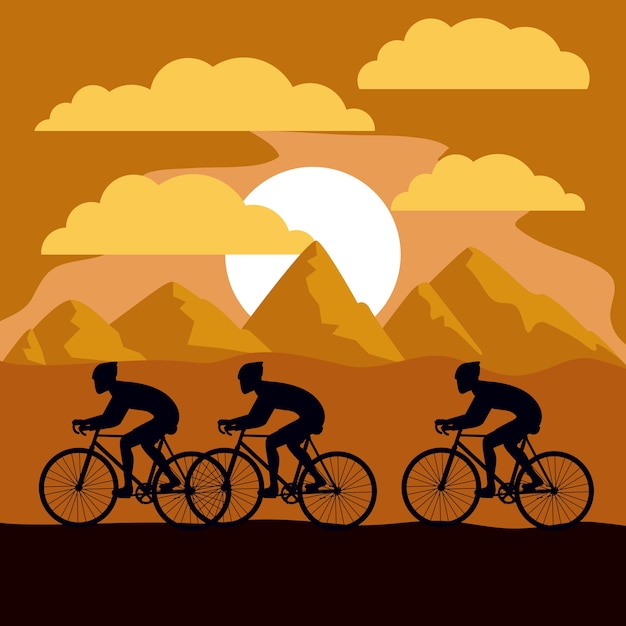 Cycling race with beautiful landscape background