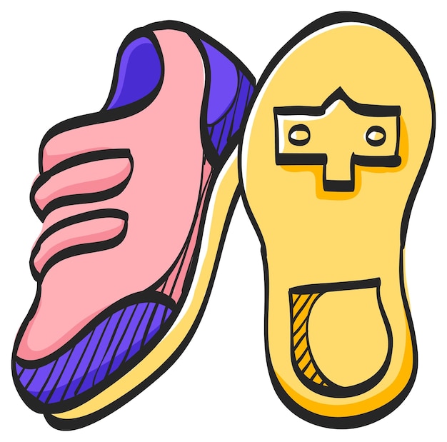 Vector cycling shoe icon in hand drawn color vector illustration