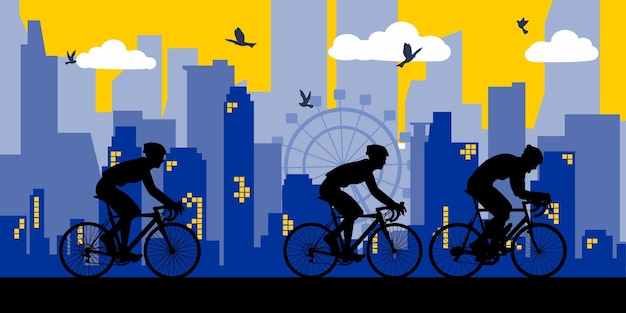 cycling sports on the city background