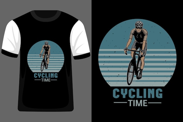 Vector cycling time retro vintage t shirt design