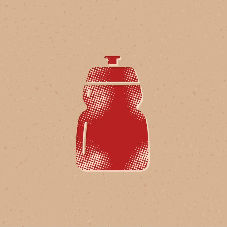 Vector cycling water bottle halftone style icon with grunge background vector illustration
