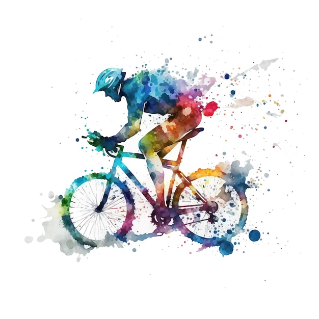 Vector cycling watercolor paint