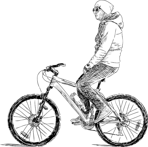 Cyclist in the city sketch