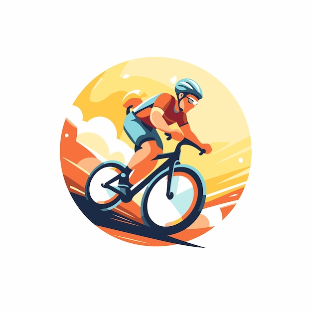 Велосипедист в шлеме едет на велосипеде экстремальная спортивная векторная иллюстрация