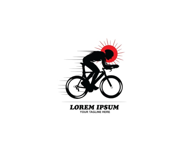 Cyclist logo silhouette design vector