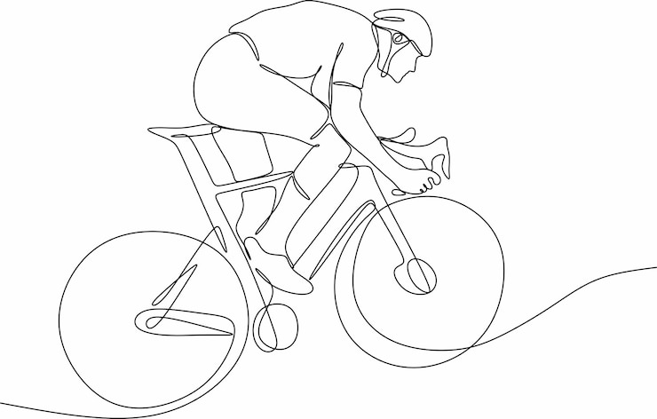 Vector 自転車に乗るサイクリストは保護ヘルメットをかぶった男です