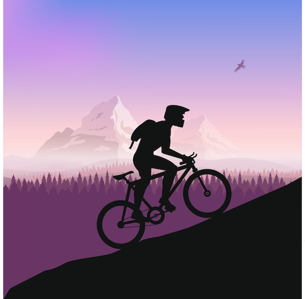 Vector cyclist in rough road. bicycle racing