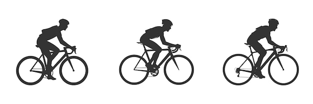 Силуэт велосипедиста Черно-белая векторная иллюстрация