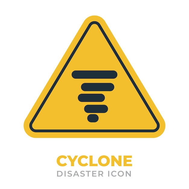 Cyclone disaster flat icons and symbol warning sign
