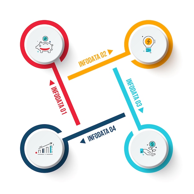 Cyclus infographic diagram met 4 opties of stappen. dia voor zakelijke presentatie.