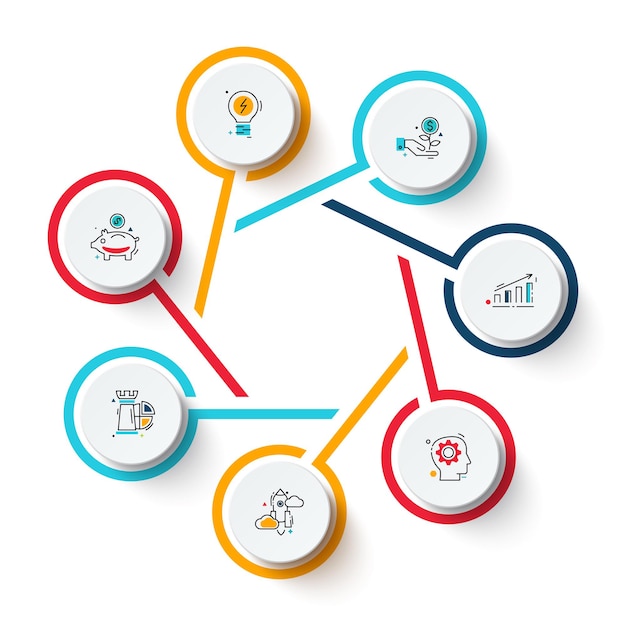 Cyclus infographic diagram met 7 opties of stappen. dia voor zakelijke presentatie.