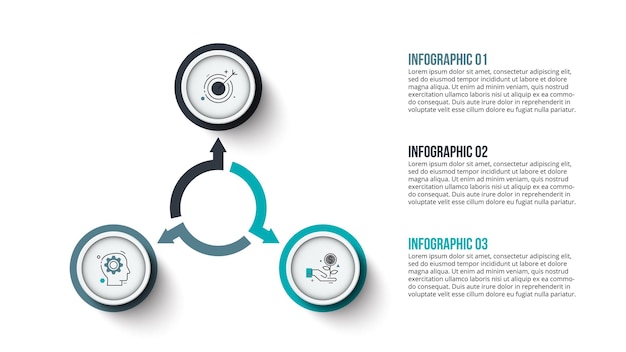 Cyclus infographic met cirkel en pijlen Sjabloon met 3 opties