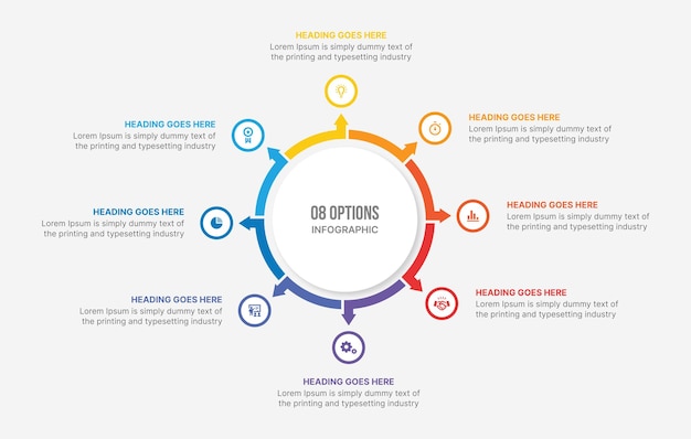 Cyclus Infographic sjabloonontwerp met 8 stappen of opties workflow of procesdiagram
