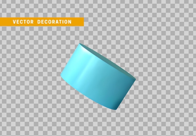 실린더 3d 개체 기하학적 모양입니다. 둥근 목재는 파란색을 격리했습니다. 벡터 일러스트 레이 션
