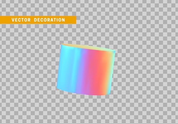 Вектор Цилиндрические 3d объекты геометрической формы. круглый лесоматериал изолирован красочным градиентом цвета голограммы-хамелеона. векторная иллюстрация