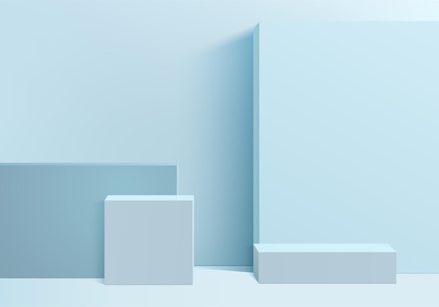 cylinder abstract minimal scene with geometric platform. summer background   rendering with podium. stand to show cosmetic products. stage showcase on pedestal modern  studio blue pastel