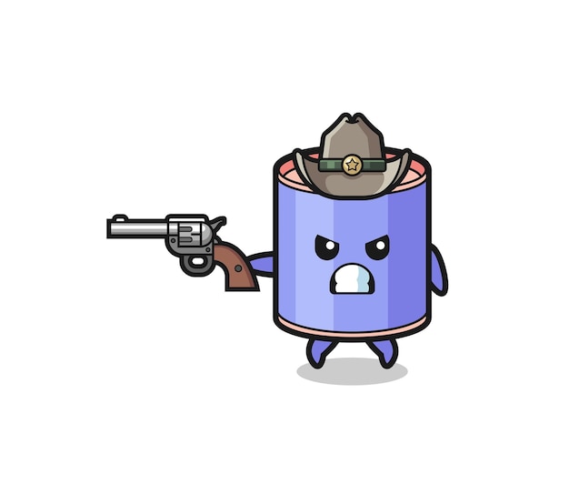 The cylinder piggy bank cowboy shooting with a gun