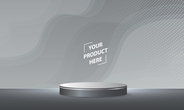 Vector cylinder podium product display show in grey background