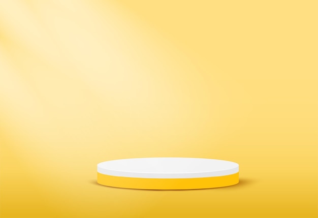 Cylinder podium yellow minimal with show products background