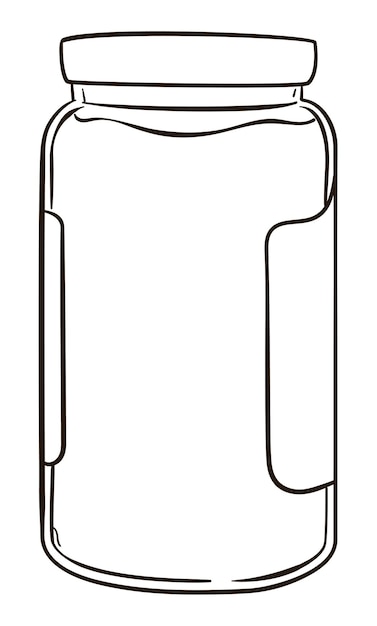 Cylindrical closed jar with liquid inside and adhesive label in outlines ready to coloring it