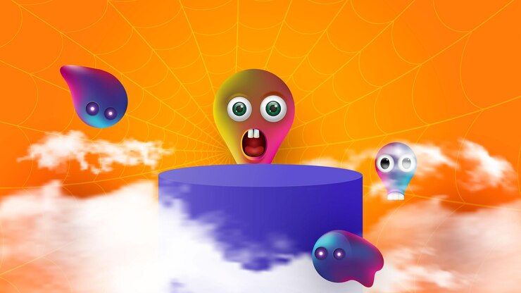 Vector a cylindrical podium or plinth on a minimum stage area. mockup studio for product presentation, branding design. halloween background. vector illustration.