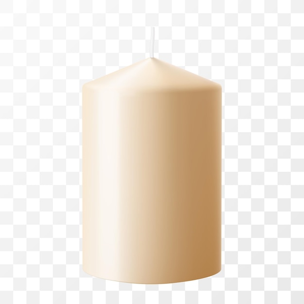 Vector cylindrical scented white wax candle for relaxation isolated on transparent background