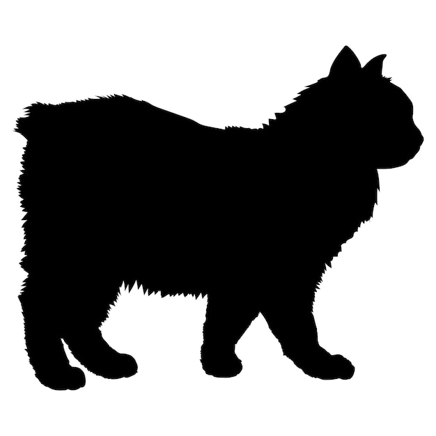 シムリック・キャット・シルエット (Cymric Cat silhouette breeds cat logo monogram vector) はカット・ロゴのモノグラム・ベクトルである