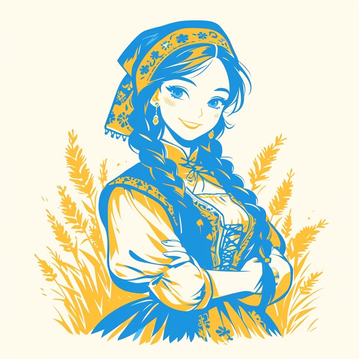 Вектор кипрская женщина в традиционной кипрской одежде в качестве хозяйки