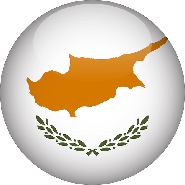 Vector cyprus 3d rounded flag button