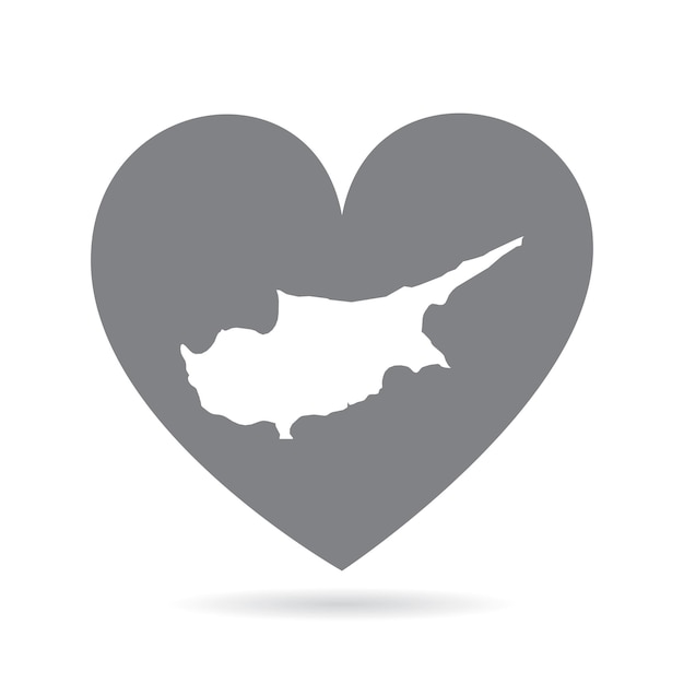 Карта страны кипр внутри серого сердца любви национальной гордости