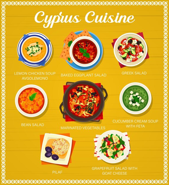 Vector cyprus cuisine vector menu template cypriot meals